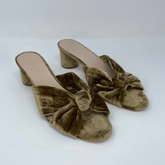 Loeffler Randall Celeste Velvet Mules Heels in Gold Bronze Brown, 8.5 - Picture 5 of 14